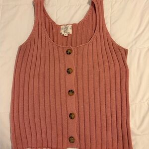 Hippie Rose Ribbed Button Tank Top